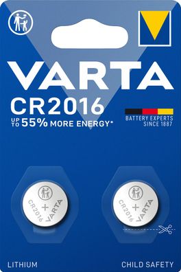 VARTA Knopfzellenbatterie Electronics CR2016 Lithium 2er-Pack