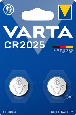 VARTA Knopfzellenbatterie Electronics CR2025 Lithium 2er-Pack