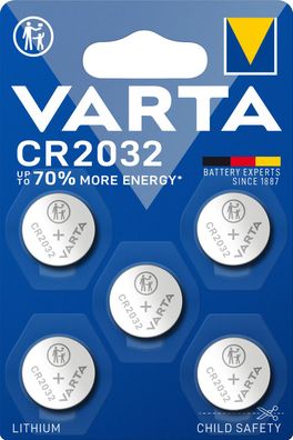 VARTA Knopfzellenbatterie Electronics CR2032 Lithium 5er-Pack