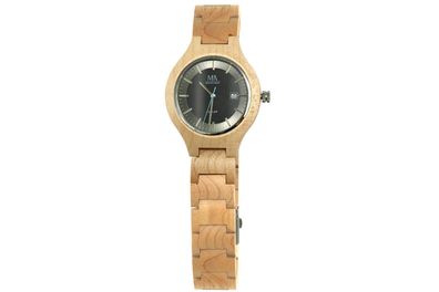 Meister Anker Holz-Armbanduhr wasserfest Solarbetrieb mit Datumsanzeige