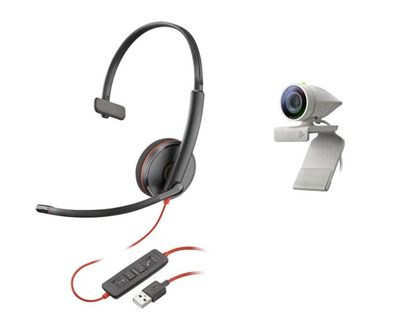 Poly Studio P5 USB HD Webcam Bundle mit Blackwire C3210