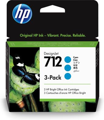 HP Tinte Nr. 712 Cyan 3er Pack (3 x 29ml)