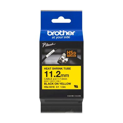 Brother HSe-631E Schrumpfschlauch schwarz auf gelb (11,2 mm)