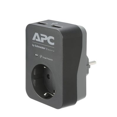 APC Essential SurgeArrest 1 Outlet 2 USB Ports Black 230V