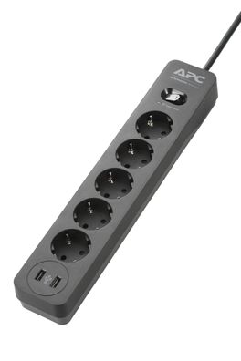 APC Essential SurgeArrest 5 Outlet 2 USB Ports Black 230V