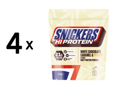 4 x Mars Protein Snickers White Protein Powder (875g) White Chocolate, Caramel and Pe