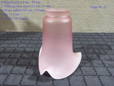 Glas Lampenschirm Tulpe Tulipe Lampenglas Rosa Rosé Matt Ø 55 mm Lampe Satiniert