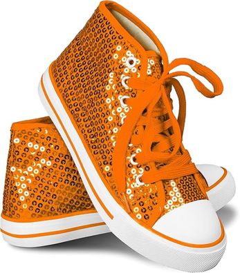 Glitzerschuhe orange Pailletten Sneaker Cocktail Kostüm Schuhe Karneval Fasching