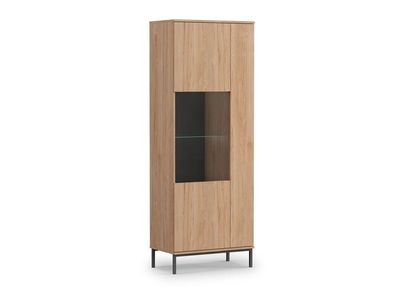 BETTSO Vitrine mit Glas Kommode Sideboard Highboard 2 Türen CLAW 70 Eiche