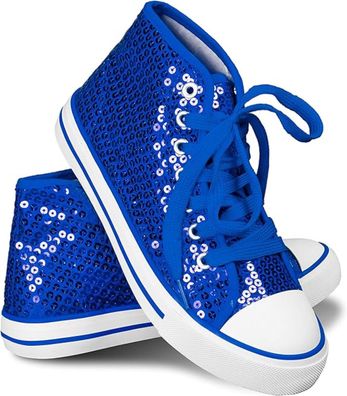 blaue Glitzerschuhe Pailletten Sneaker Kostüm Schuhe Clown Karneval Fasching