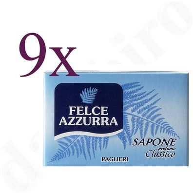 Paglieri Felce Azzurra seife classico 9x 100 g feuchtigkeitsspendende Hautpflege