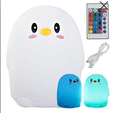 Kinder Nachttischlampe LED Pinguin RGB Touch USB