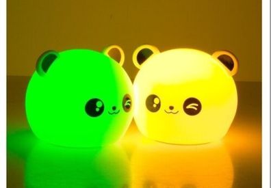 Kinder Nachttischlampe LED Panda Bär RGB Fernbedienung USB