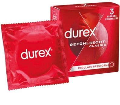 Durex Gefühlsecht Classic 3x 3er gefühlsechte hauchzarte Kondome 9 stück