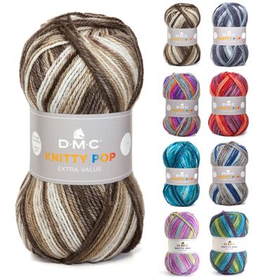 50g DMC Knitty Pop Ganzjahresgarn Wolle zum Stricken Häkeln GP 47,80€/1kg