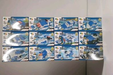 Polizei Bausätze Fahrzeuge Art Lego Flugzeug, Helikopter, Auto, Boot 12 Packungen