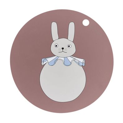 Rundes Platzdeckchen, Platzset Rabbit, Kinder Tischset, Häschen, Hase, Placemat