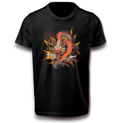 Kraftvolles China Drache Tradition Kultur Fabelwesen Echse Dragon T-Shirt Baumwolle