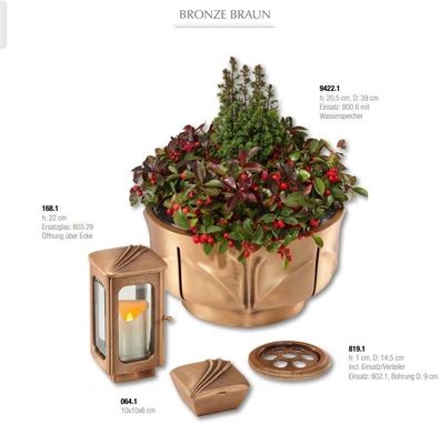 Grabschale aus Bronze kunstvoll verziert Grab-Pflanzschale Blumenschale Grabschmuck