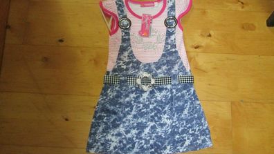 NEU Hübsches Sommerkleid/ Gürtelschnalle / Glitzer GR 110,116 Neuware