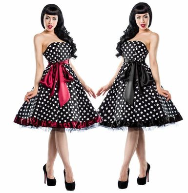 50er Jahre Pin Up Rockabilly Kleid Retro Tanzkleid Bandeau dots / Petticoat Rock