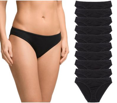 10er-Pack Damenslips Sophia Slip im Multipack aus Baumwolle Unterhosen schwarz