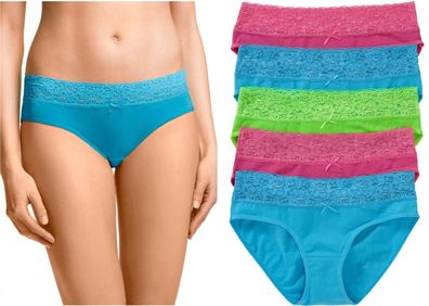 5er-Pack Damenslips Unterhosen Hüftslip Spitze Hüftpanty Baumwolle