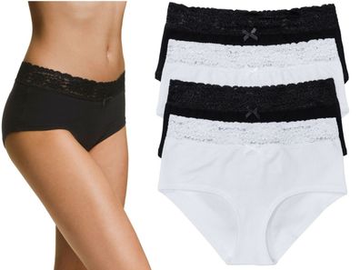 4er-Pack Damenslips Lady Hüftslip Spitze Hüftpanty Maxipanty Baumwolle Gr. 36-58