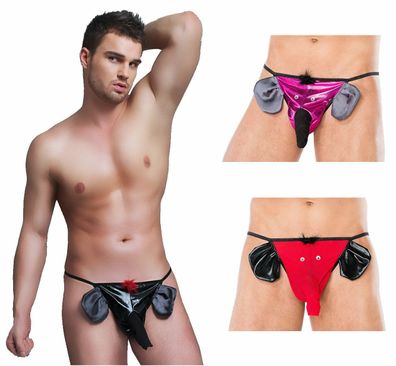 Elefanten Wetlook-String mit Rüssel Tanga Herrenslip Slip Männer, Made in EU