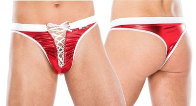 Wetlook-String Weihnachts X-Mas Christmas Herrenslip Slip Männer rot, Made in EU