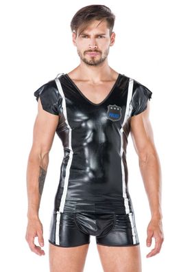 2-tlg. Herren Polizist-Set MC/9045 Hemd Boxer Wetlook-Kostüm, Made in EU