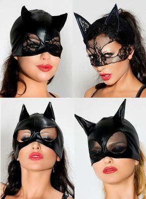 Katzenmaske "Sexy Cat" Wetlook-Maske Tiermaske Augenmaske schwarz, Made in EU