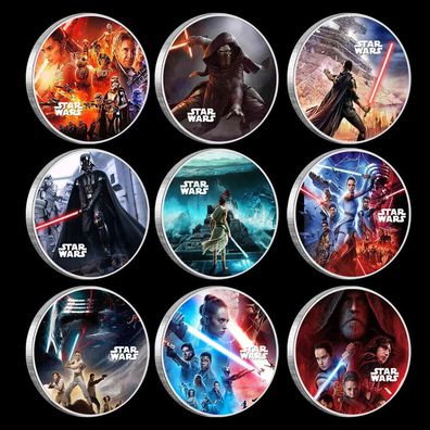 9 Stück Star Wars Medaillen in Silber Plated (SW0507241)