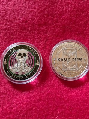 Seltene USA Skull/ Schädel Medaille Neusilber mit Farbe (Med0507242)