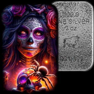 2 oz Silberbarren Dia de los Muertos 2024 Gussbarren 999.9 Tag der Toten Silber