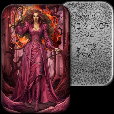 Silberbarren The Seven Deadly Sins Anger 2 oz Gussbarren 2024 Antik Farbe 999.9