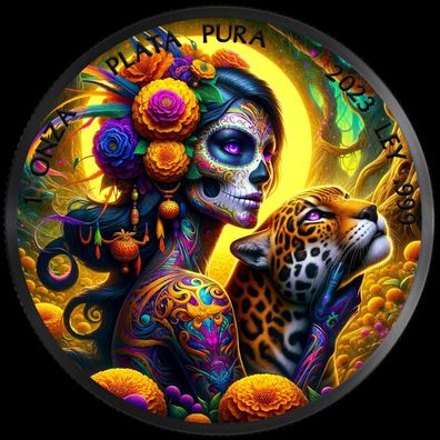 Silbermünze Dia de los Muertos 2023 1 oz Special Edition Mexico Farbe Ruthenium