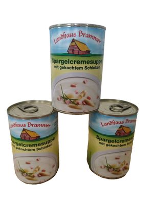 3 x 400ml Spargelcremesuppe mit gekochtem Schinken Landhaus Brammer Mahlzeit