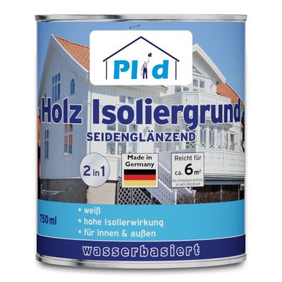 Plid® Holz-Isoliergrund 0,75l Weiß Satin / Starke Isolierwirkung Sperrgrund Holzfarbe