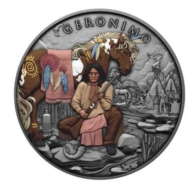 1 oz Silbermünze Legendary Warriors - (6.) Geronimo Antik Farbe 999 Silber