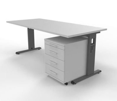 Büromöebel-Set OR1G Schreibtisch mit Rollcontainer Bürotisch vh-büromöbel Büro Tisch
