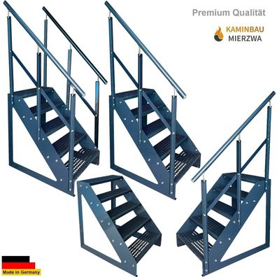 Treppe Freistehend Geländer 5 Stufen Ganz Pulverlackiert H:95cm