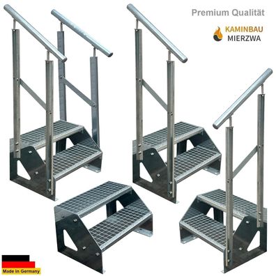 Treppe Freistehend Geländer 2 Stufen Verzinkt H:38cm