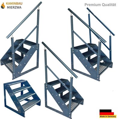 Treppe Freistehend Geländer 4 Stufen Ganz Pulverlackiert H:76cm