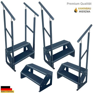 Treppe Freistehend Geländer 2 Stufen Ganz Pulverlackiert H:38cm