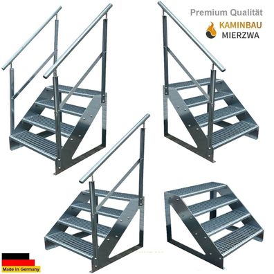 Treppe Freistehend Geländer 4 Stufen Verzinkt H:76cm