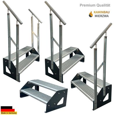 Treppe Freistehend Geländer 2 Stufen Wangen Pulverlackiert H:38cm