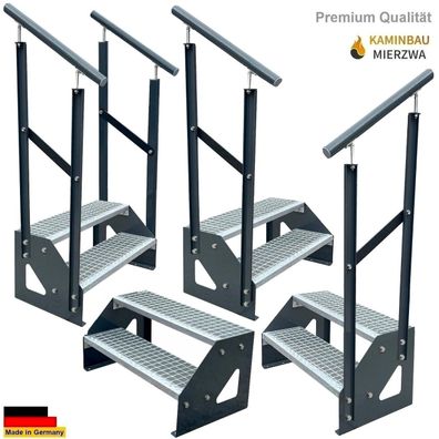 Treppe Freistehend Geländer 2 Stufen Seiten Pulverlackiert H:38cm