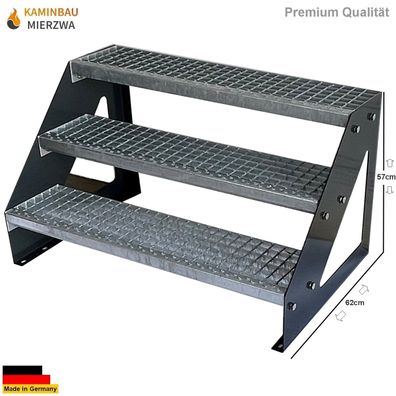 Treppe Freistehend 3 Stufen Wange Anthrazit H:57cm