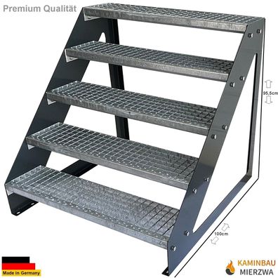 Treppe Freistehend 5 Stufen Wange Anthrazit H:95cm